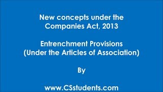 Entrenchment Provisions in the Articles (cs coaching)
