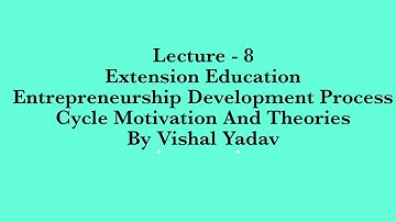#Lecture 8#Extension Education#Entrepreneurship Process Cycle Motivation And Theories#JRF#SRF#NET#