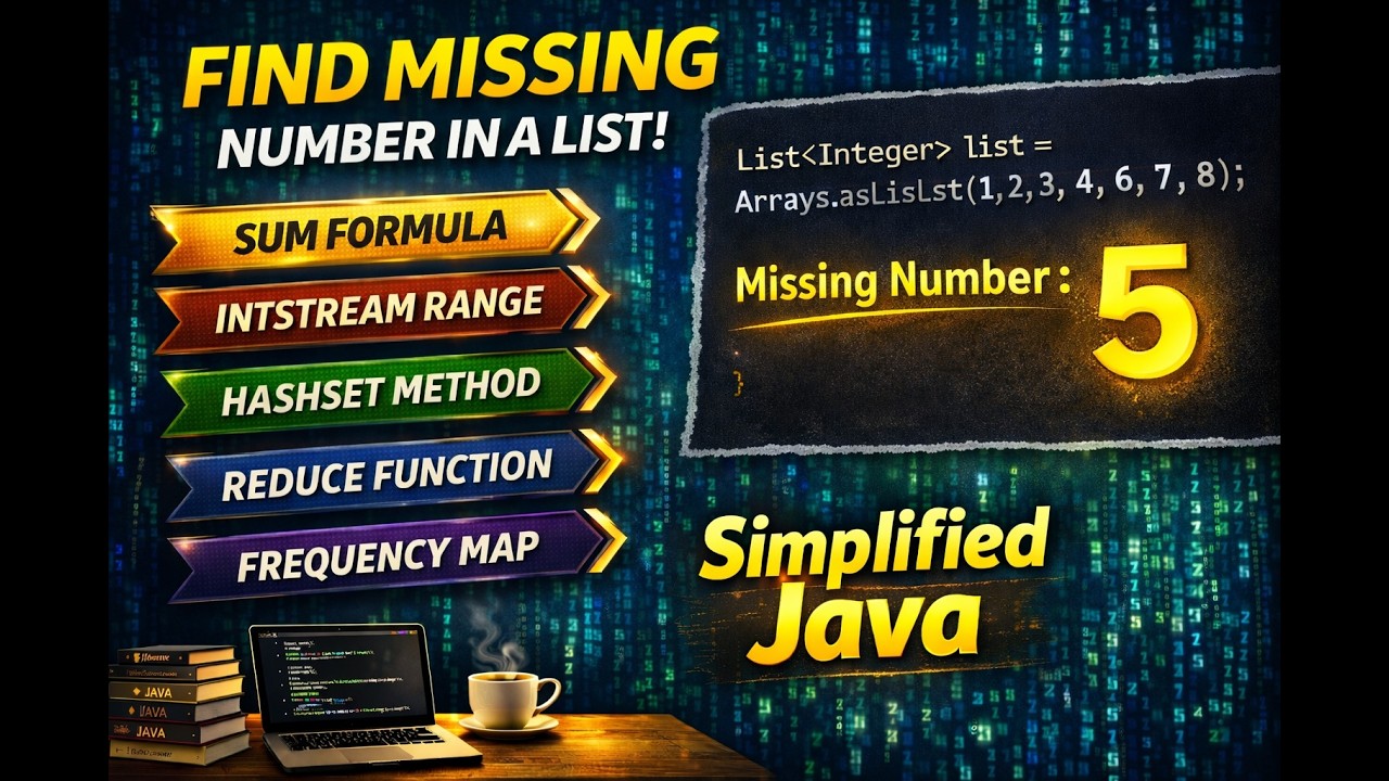 Find Missing Number in Java (5 Best Methods) | Java 8 Stream Interview ...