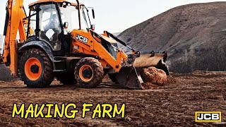 JCB 3CX | ⚠ Making Farm And Leveling Ground By The Mountain 🚜🌻 | New JCB Video