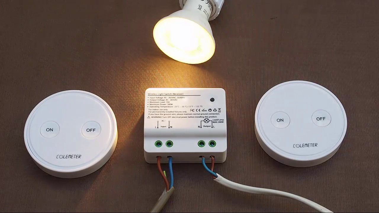 Kit de Interruptor inalámbrico para iluminación - COLEMETER - 2x Mandos a Distancia - Receptor