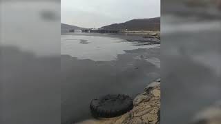"Прикумский" пляж в Находке черный от угольной пыли