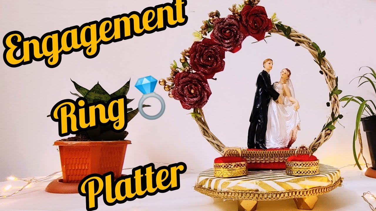 Buy Mridang Classic Designer Handmade Engagement Ring Tray Ring Holder  Platter With Customise Name (Anniversary/Engagement/Wedding Ring Platter/Decorative  Tray/Marriage Decor)- 10X10X8 Inch, multi-colour Online at Low Prices in  India - Amazon.in