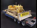 Caterpillar D8 Bulldozer and LowBoy Trailer 1/25 Scale Model Kit Build Review Weathering AMT1218