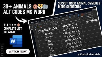 Alt X Codes for Animal Symbols in MS Word | Complete List of Shortcuts (2025)