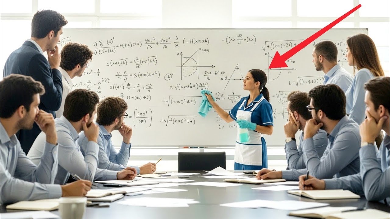 12 Matemáticos Están Perdidos en la Fórmula. Pero la Limpiadora Señala un Error y Todo se Revela.