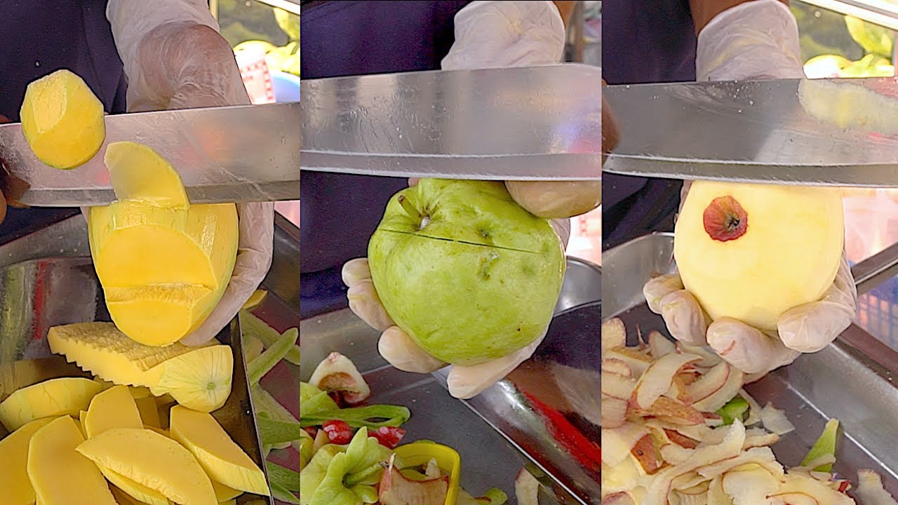 AMAZING FRUITS CUTTING SKILLS GUAVA, APPLE, MANGO THAI STREET FOOD COMPILATION YouTube