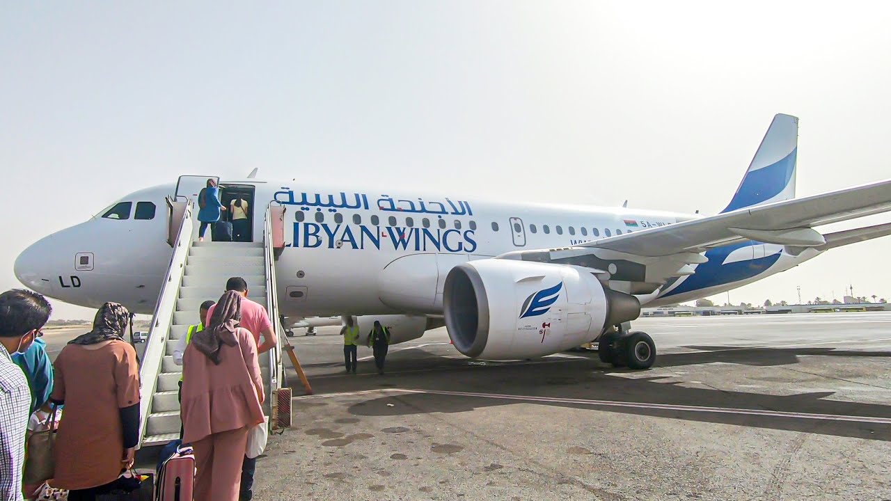 Libya, takeoff from Tripoli Airport, Airbus 319