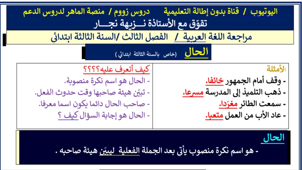الحال والصفة  كيف أفرق بينهما  وكيف استخرجهما من السند يوم الاختبار  الشرح في دقائق / جديد
