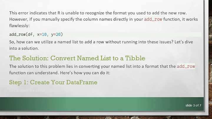 How to Add a Row to a DataFrame in R Using a Named List? Solutions and Tips