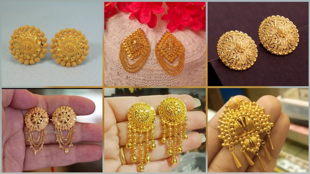 Latest Gold Tops Earrings Designs/Latest Gold Stud Earnings Designs ...