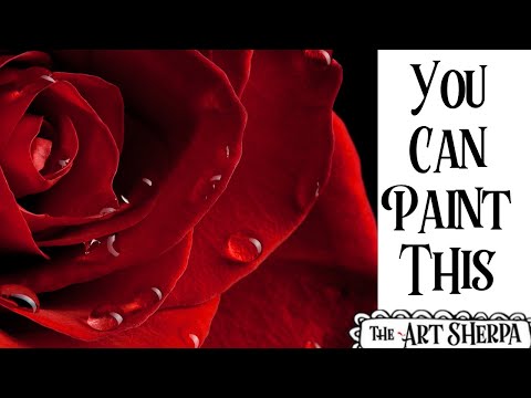 Realistic Red Rose with Dew Drops Easy Acrylic painting tutorial step by step Live Streaming
