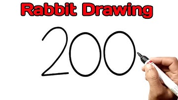 How To Draw A Rabbit From Numbers 200 | How To Draw A Rabbit Easy Tricks