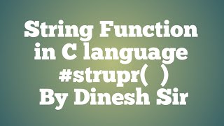#STRUPR function in c language By Dinesh Sir