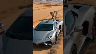 ";Speed Duel in the Desert: Supercar vs. The Cheetah King"; #ai #automobile #aiart #supercars