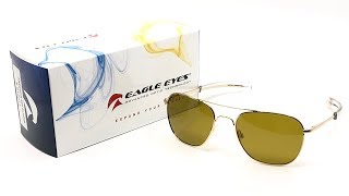 Eagle Eyes Freedom Aviator Sunglasses (Gold, 55mm) (certified Space Technology)