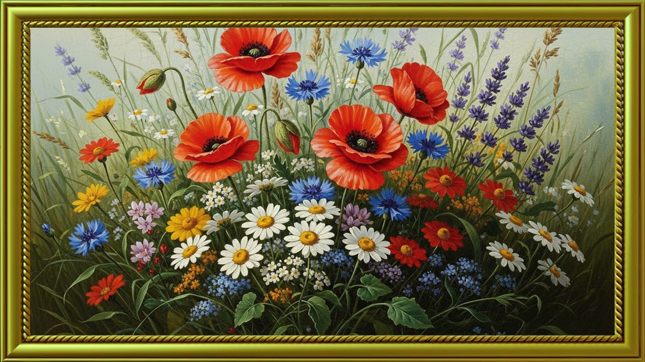 Timeless Wildflower Meadow Painting | Elegant Vintage Oil Art Showcase