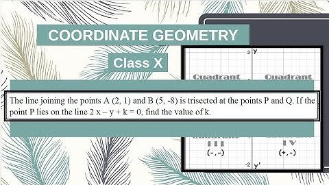 The line joining the points A(2,1) and B(5,-8) is trisected at points P and Q. If point P lies. ..