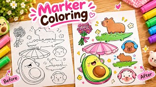 Turned This Cute Coloring Page Into a Colorful Masterpiece! 🥑🎨✨