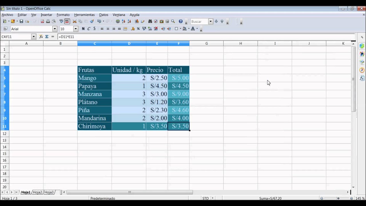 Estilos de tablas en OpenOffice Calc - YouTube