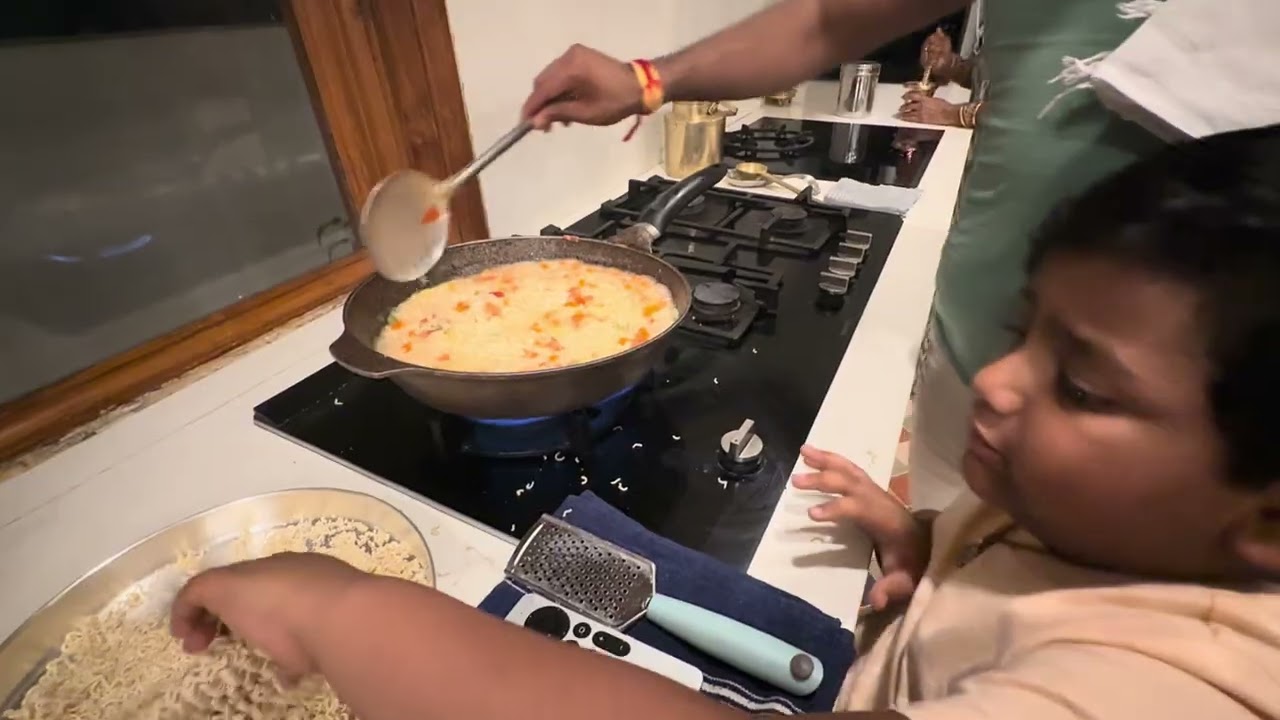 We made cheesy soup noodles ￼