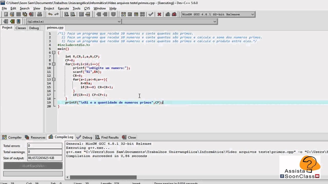 Algoritmos em C – Números Primos (2) - (16) - YouTube