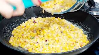 1 can of corn with 1 egg and your kids will be asking for this snack everyday:پنکیک ذرت،شام فوری،