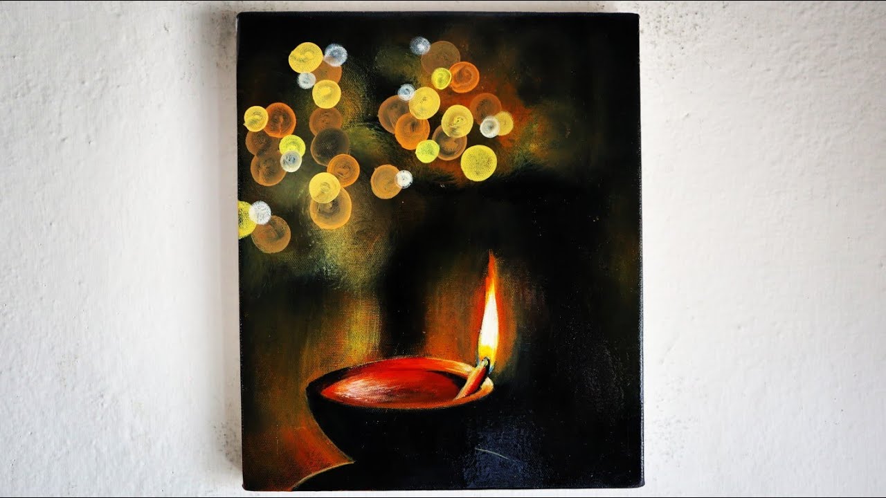 Diwali Special Acrylic Painting/ Diya Painting for Diwali/Diwali Drawing with Acrylic Painting