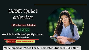 Cs301 Quiz 1 | Cs301 Quiz 1 Solution 2022 | Cs301 Quiz 1 Fall 2022 |#Cs301Quiz1 | Cs301 Quiz 1 2023