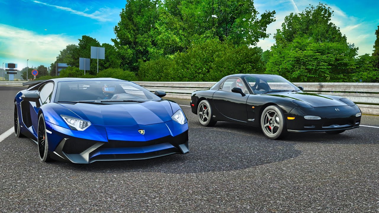 Lamborghini Aventador SV vs Mazda RX-7 (tuned) | Forza Motorsport