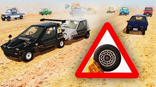 BeamNG Drive - Racing The Pigeon & Wigeon On The Long Desert Road (Small Wheels & Rocks)