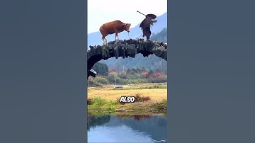 This Old Man Crosses The Bridge With His Cow 😨