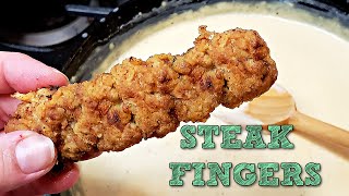 STEAK FINGERS | Chicken Fried Steak Fingers and Gravy Recipe