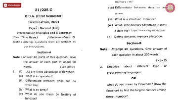 BCA 1ST SEM PROGRAMMING PRINCIPLES AND C LANGUAGE C 2021 | VBSPU