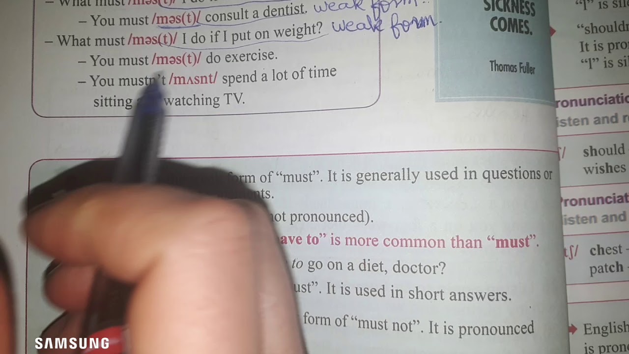 Pronunciation of must mustn't page82,84الثانية متوسط
