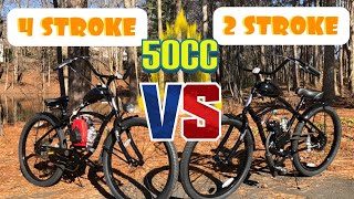 2 Stroke VS 4 Stroke SIDE BY SIDE Comparison 50cc Motorized Bike