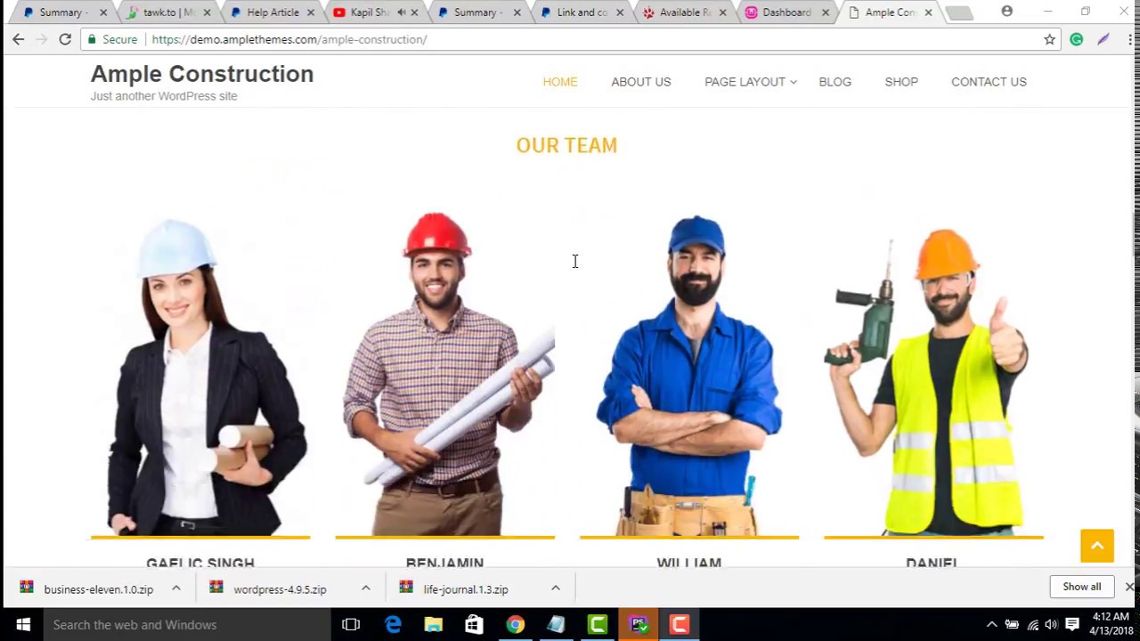 One click demo data Import for Ample Construction