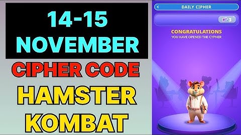 Hamster Kombat Dev Game Daily Cipher 14 & 15 November | Hamster Kombat Daily Cipher Code 14 November