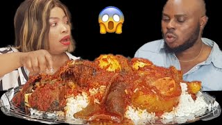my husband is always so greedy | delicious white rice and stew | African food mukbang