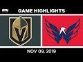 NHL Highlights | Golden Knights vs. Capitals – Nov. 9, 2019