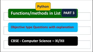 Important questions from List Functions ||  Part- 3 || CBSE computer science | Sample questions