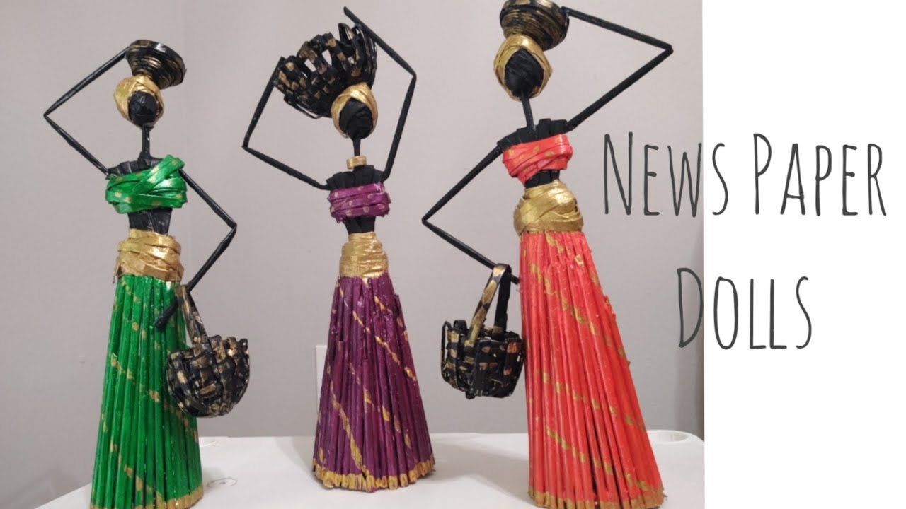 Paper Straw Crafts/How to make african dolls/African dolls home decor / Best out of waste
