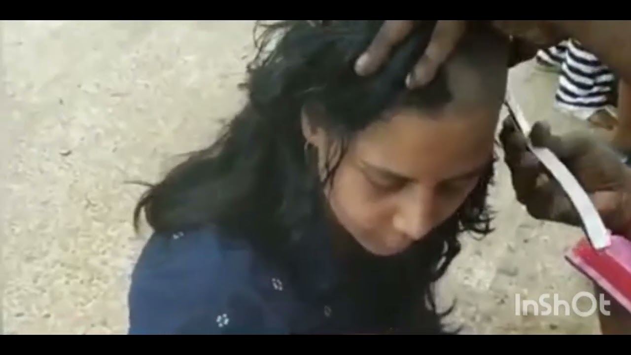 Young girl head shave in temple