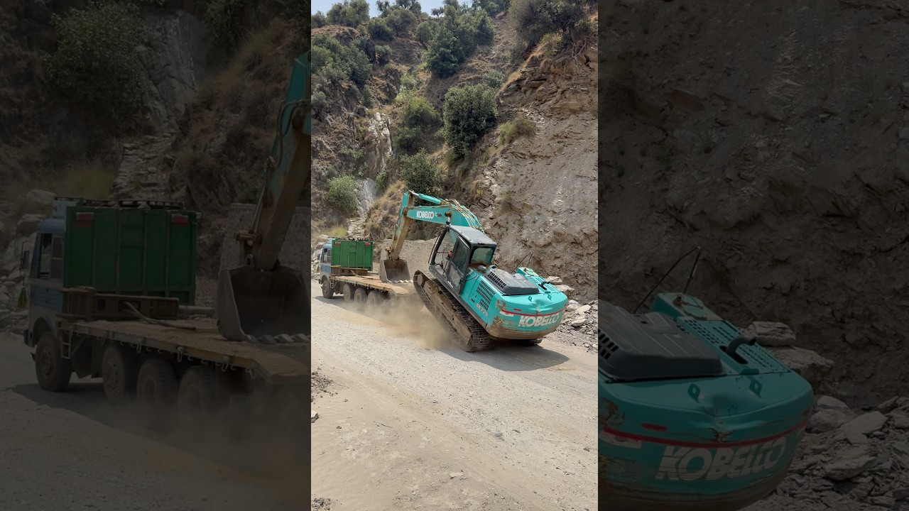 Look😱😱 how fast the excavator unload from platform 