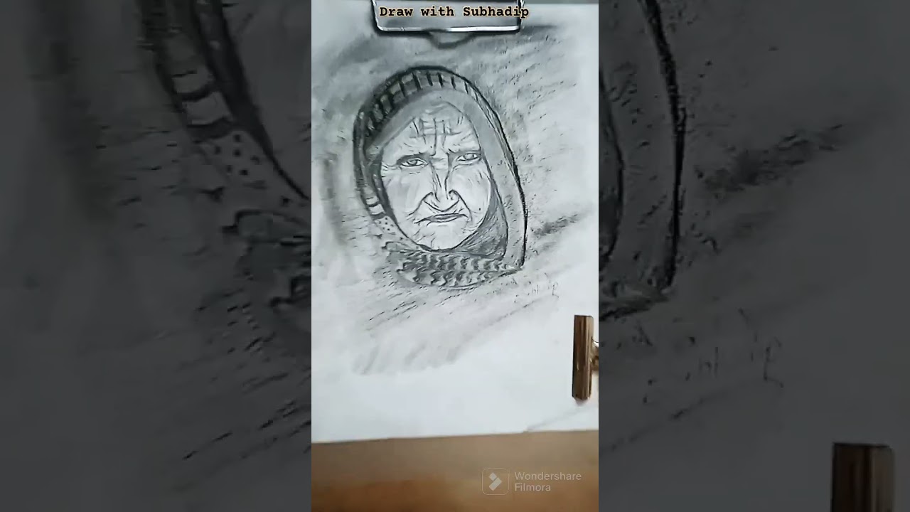 Charcoal portrait of  a Grand Mother 