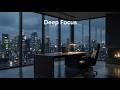 Deep Focus – Elite Concentration in a Rainy Penthouse