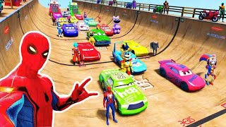 GTA V - FNAF and POPPY PLAYTIME CHAPTER 3 in the Epic New Stunt Race For MCQUEEN CARS by Trevor #222