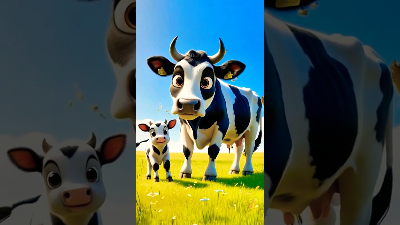 Beautiful story of fight between Cow and Lion  #youtubeshorts #aicatoon #kids #disney #pixar #shorts