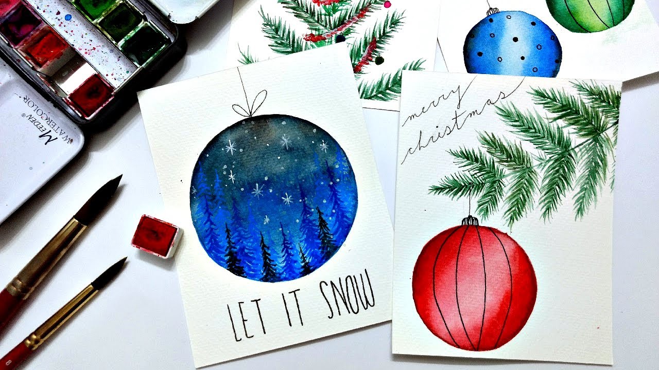 EASY and FUN Christmas cards 2020 Part 1 »DIY Christmas cards to make at home tutorial for beginners