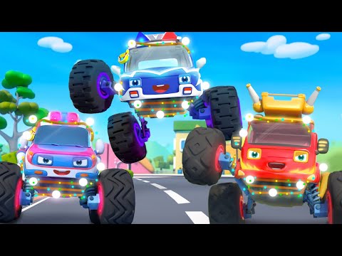 Police Truck Caught Bright Monster Car | Police Car For Kids | BabyBus Nursery Rhymes & Kids Songs